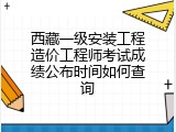 西藏一级安装工程造价工程师考试成绩公布时间如何查询
