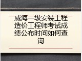 威海一级安装工程造价工程师考试成绩公布时间如何查询