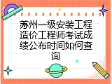 苏州一级安装工程造价工程师考试成绩公布时间如何查询