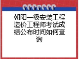 朝阳一级安装工程造价工程师考试成绩公布时间如何查询