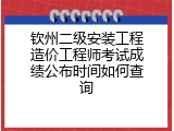 钦州二级安装工程造价工程师考试成绩公布时间如何查询