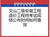 文山二级安装工程造价工程师考试成绩公布时间如何查询