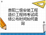 贵阳二级安装工程造价工程师考试成绩公布时间如何查询