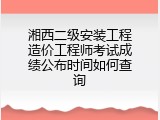 湘西二级安装工程造价工程师考试成绩公布时间如何查询