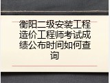 衡阳二级安装工程造价工程师考试成绩公布时间如何查询
