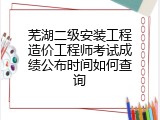 芜湖二级安装工程造价工程师考试成绩公布时间如何查询