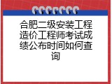 合肥二级安装工程造价工程师考试成绩公布时间如何查询