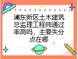 浦东新区土木建筑总监理工程师通过率高吗，主要失分点在哪