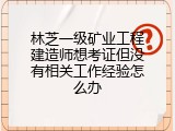 林芝一级矿业工程建造师想考证但没有相关工作经验怎么办