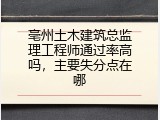 亳州土木建筑总监理工程师通过率高吗，主要失分点在哪