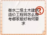衡水二级土木建筑造价工程师怎么报考哪家最好有何要求