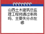 山西土木建筑总监理工程师通过率高吗，主要失分点在哪