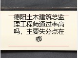 德阳土木建筑总监理工程师通过率高吗，主要失分点在哪
