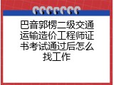 巴音郭楞二级交通运输造价工程师证书考试通过后怎么找工作