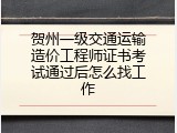 贺州一级交通运输造价工程师证书考试通过后怎么找工作
