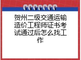 贺州二级交通运输造价工程师证书考试通过后怎么找工作