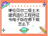 呼伦贝尔二级土木建筑造价工程师证书电子版在哪下载怎么下