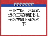 三亚二级土木建筑造价工程师证书电子版在哪下载怎么下
