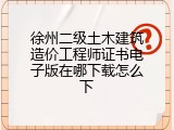徐州二级土木建筑造价工程师证书电子版在哪下载怎么下