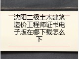 沈阳二级土木建筑造价工程师证书电子版在哪下载怎么下