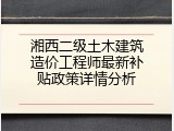 湘西二级土木建筑造价工程师最新补贴政策详情分析