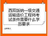 西双版纳一级交通运输造价工程师考试条件需要什么学历要求