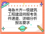 乌鲁木齐一级建筑工程建造师报考条件速查，详细分析报名要求
