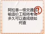 阿拉善一级交通运输造价工程师考完多久可以查成绩如何查