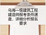 乌海一级建筑工程建造师报考条件速查，详细分析报名要求