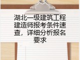 湖北一级建筑工程建造师报考条件速查，详细分析报名要求