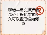 聊城一级交通运输造价工程师考完多久可以查成绩如何查