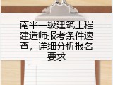 南平一级建筑工程建造师报考条件速查，详细分析报名要求