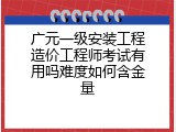 广元一级安装工程造价工程师考试有用吗难度如何含金量