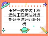 玉树一级安装工程造价工程师技能资格证书详细介绍分析