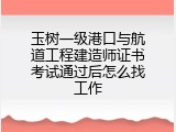 玉树一级港口与航道工程建造师证书考试通过后怎么找工作