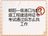 朝阳一级港口与航道工程建造师证书考试通过后怎么找工作